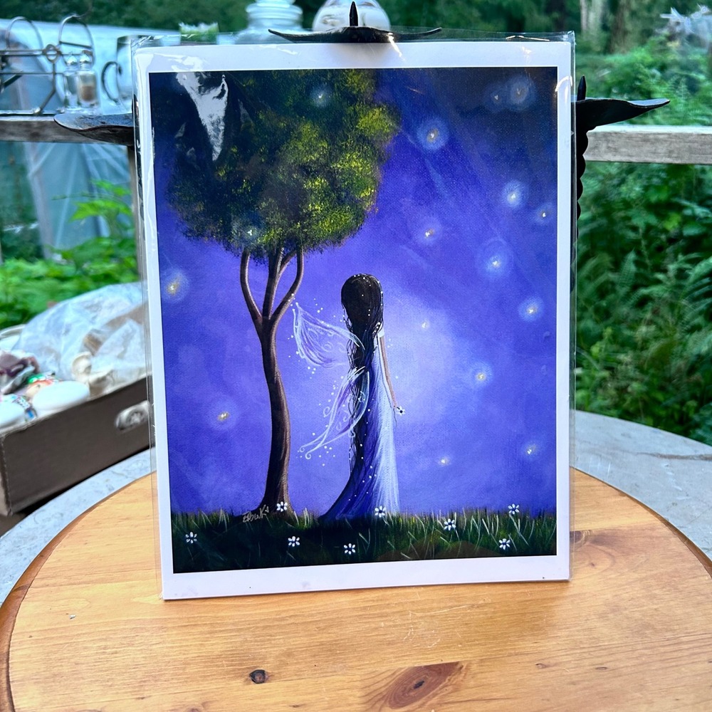 Firefly Fairy Art Print 8.5x11 Purple Whimsical Fantasy Decor Shawna Erback